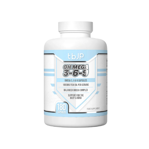 Supplement bottle labeled 'CH MEGA 3-6-9' with a white background