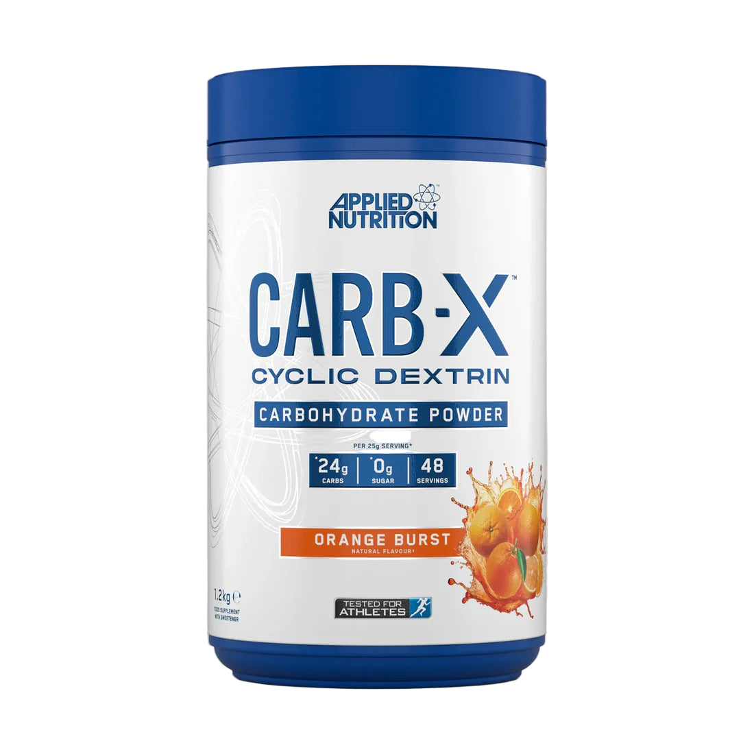 Applied Nutrition Carb-X Cyclic Dextrin powder container on a gray background