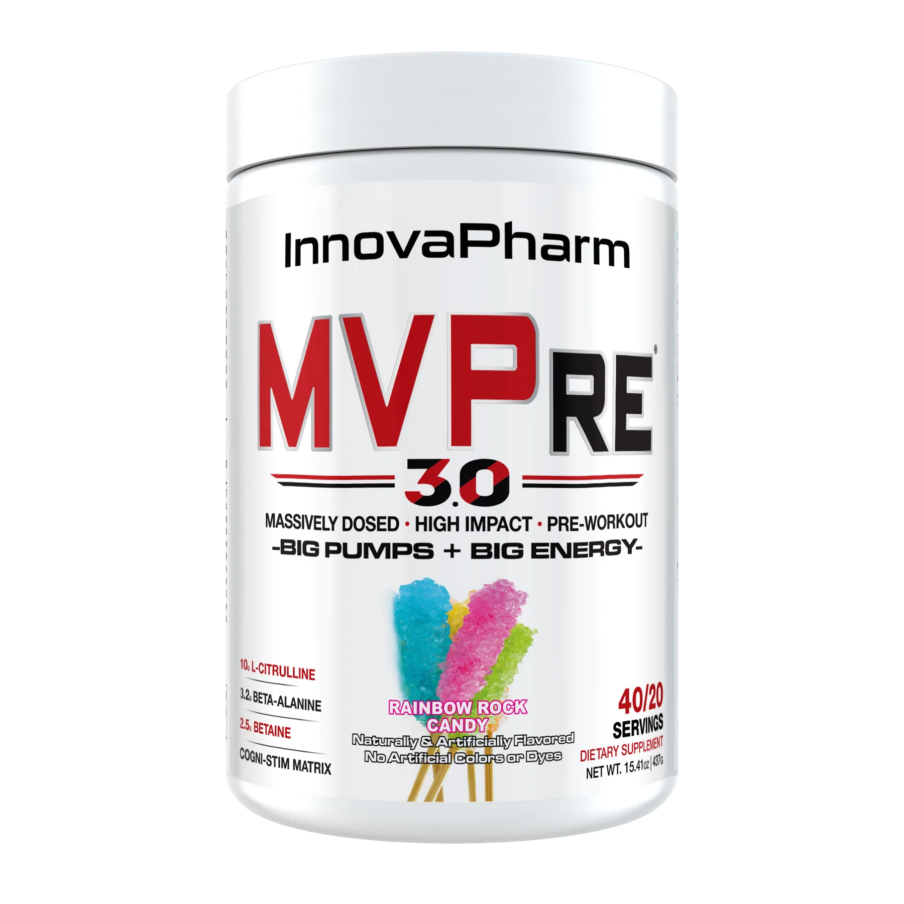 InnovaPharm MVP RE 3.0 pre-workout supplement container on a white background