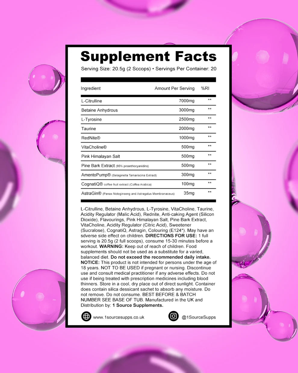 1 Source Supplements Pumped1 - Ultimate Non-Stim Pre-Workout