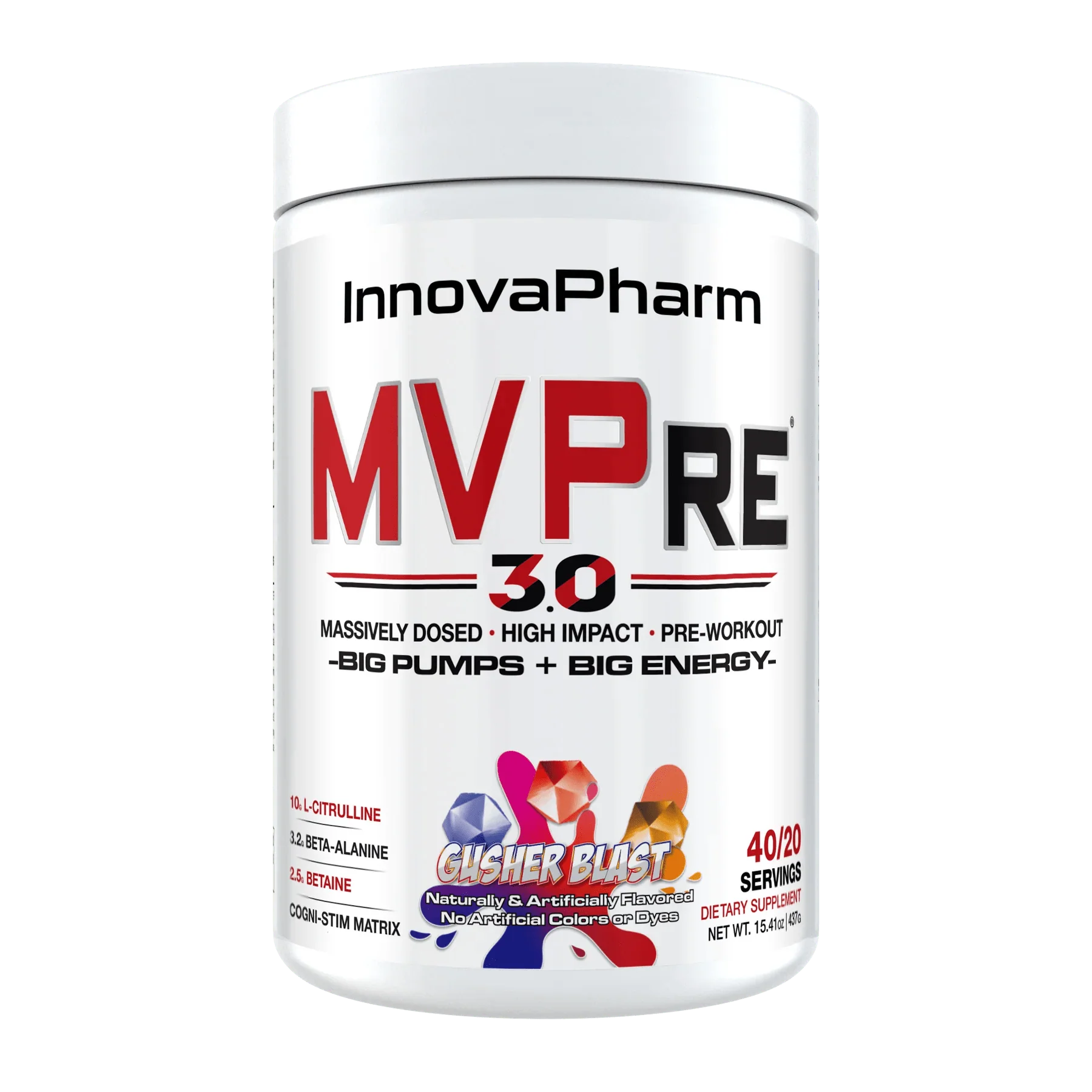 InnovaPharm MVP RE 3.0 supplement container on a white background